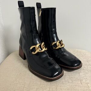 Steve Madden Loreen Womens Patent Square Toe Ankle Boots